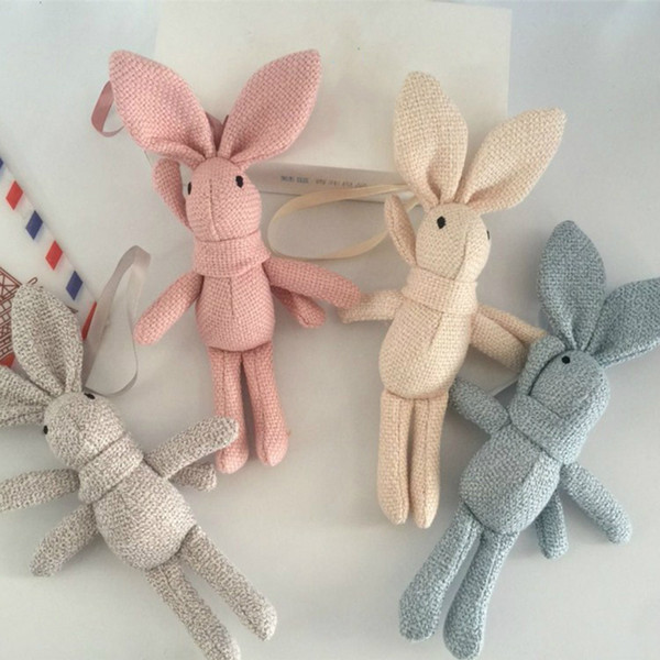 Children Room Wall Hanging Decorative Cloth Craft Cute Bunny Rabbit Key Chain Birthday Gift for Friend Rabbit Doll Crib Pendant