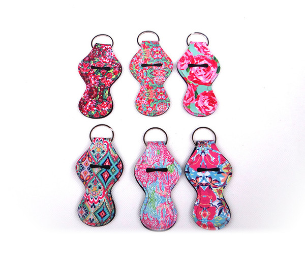 65Styles Lily Lipstick Holder Keychain Cover Neoprene Chapstick Holder Lip Cover Colorful Lip Balm Protective Cases Cover Gifts