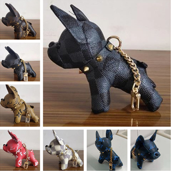 PU Leather Dog Keychain Purse Bulldog Pendant Brand Handbag Car Key Chains Rings Women Gifts Men Alloy Chains Luxury NEW Keychains A123003