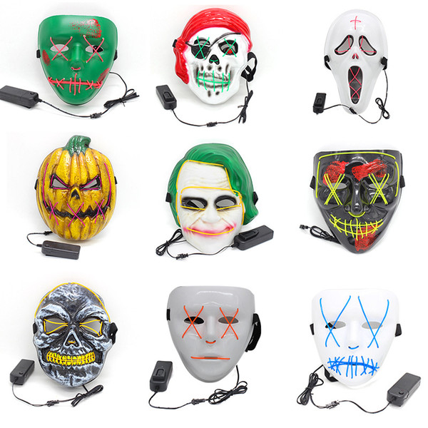 Halloween Mask LED Light Up Funny Masks The Purge Election Year Great Festival Cosplay Costume Supplies Party Mask