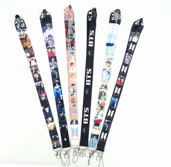 10PCS Newest BTS Bangtan Boys Pattern Long Keychain Lanyard for Unisex Fashion Phone Strap Neck Rope Fans Accessories Gifts
