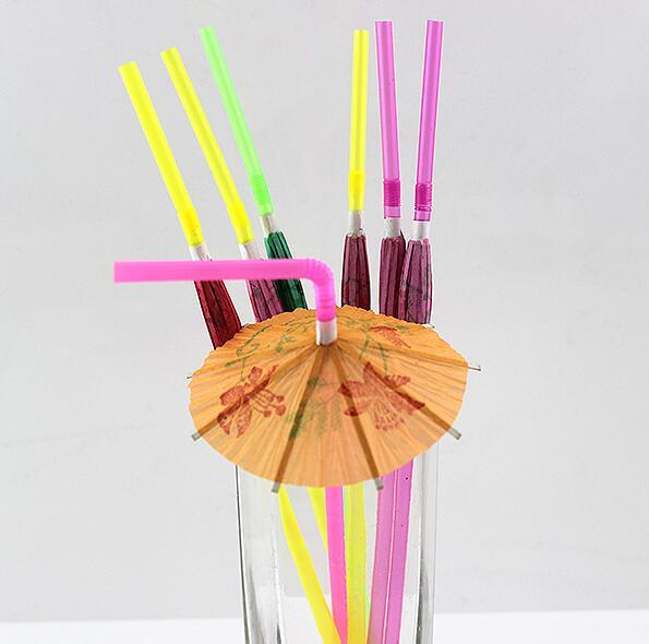 Plastic Straw Cocktail Parasols Umbrellas Drinks Picks Wedding Event Party Supplies Holiday Bar Cocktail Decorations straw Free Shipping