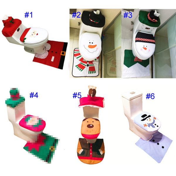 6 Style Santa Snowman Toilet Seat Cover Toilet Toilet Clothes Christmas Decorations Bath Mat Holder Closestool Lid Cover Cartoon Accessories
