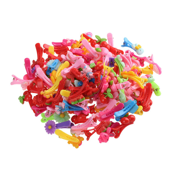 10 Pcs Mix Color Flower Cartoon Beads Candy Color Hair Clips Girls' Kids BB Hairpins Hair Accessories
