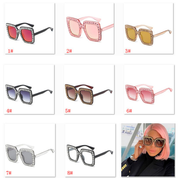 Fashion Square Sunglasses Women Italy Designer Diamond Sun glasses Ladies Vintage Female Goggle Eyewear Party Favor Novelty Items HH9-2265