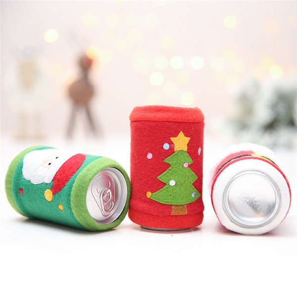 Hot Sales Christmas Can Cover Party Plush Wine Bottle Coke Beer Coolers Table Decoration Christmas Decorations for Home