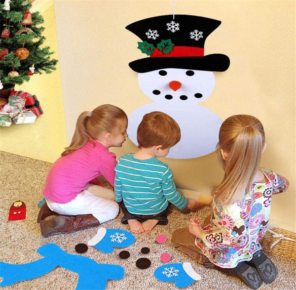Christmas DIY Snowman Felt Stickers Set Decoration Home Door Wall Hanging Kit Paster Xmas Decoration Kids Party Toys A101104