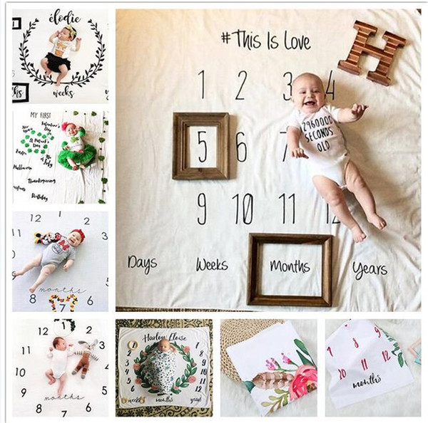 60pcs newborn baby photography background props baby photo fabric backdrops infant blankets wrap letter flower numbers print cloth Y146