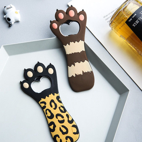 Cat Paw Silicone Bottle Opener Cute Corkscrew Beer Openers Kitchen Waiter Wine Tools Cartoon Fridge Magnet LJJA3734-46