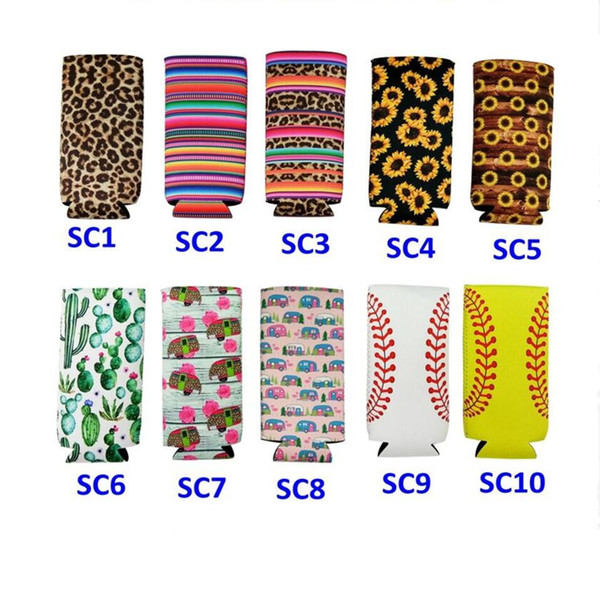 330ml Lily Elongated Cups Sleeve Neoprene Cans Cups Cover Colorful Sunflower Cup Holder Beverage Coolers Protector A42701