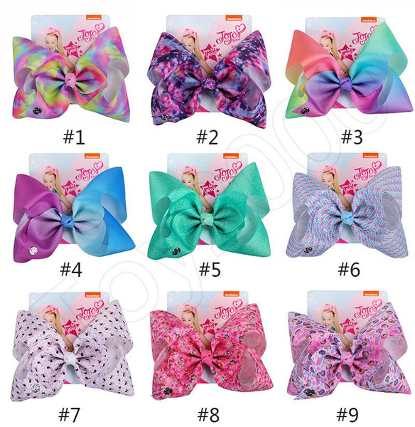 13 colors 8 inch JOJO bow girl hair bows Flowers Rainbow Mermaid Unicorn Design Girl Clippers Barrettes Hair Clips JOJO SIWA Hair Accessory