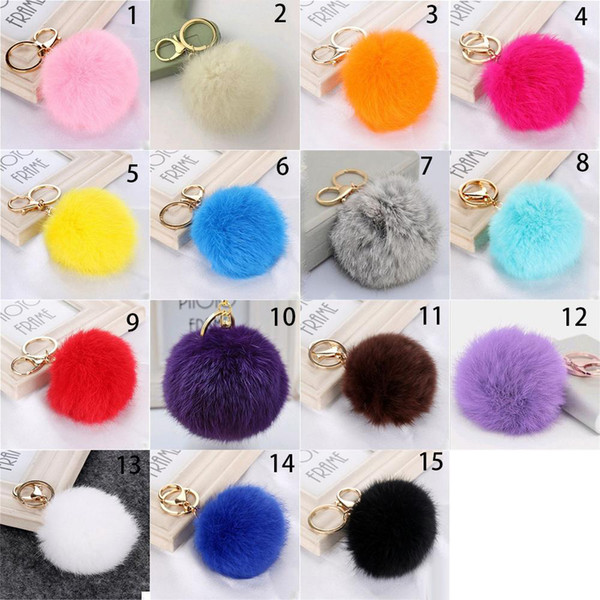 Rabbit Fur Ball Keychain Soft Fur Ball Lovely Gold Metal Key Chains Ball Pom Poms Plush Keychain Car Keyring Bag Earrings Accessories