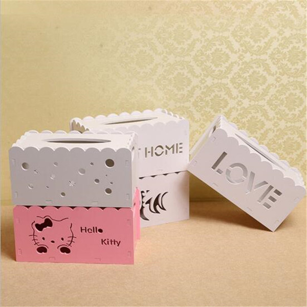 DHL Tissue Boxes Cute Creative Storage Box Letter Hollow Out Carving White Paper Box Cartoon Accessories Baby Products