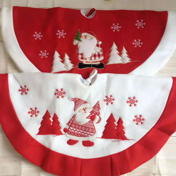Fashion 90cm Red Embroidered Tree Skirt Apron Christmas Decorations for Home Natal Navidad Ornament High Quality Embroidery Santa