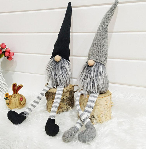 Christmas Striped Cap Faceless Doll Swedish Nordic Gnome Old Man Dolls Toy Christmas Tree Ornament Pendant Home Decoration WD951113