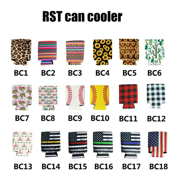 330ml RTS Elongated Cups Sleeve Neoprene Cans Cup Covers Print Football Floral Pattern Cup Holder Beverage Can Cooler Protector