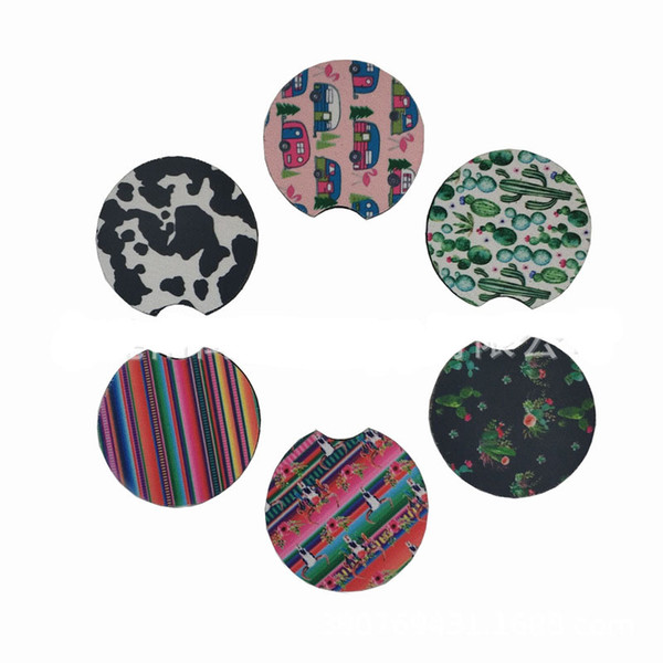 18 Styles Neoprene Car Cup Mat Insulation Mug Coaster Flower Teacup Rainbow colors Pad for Home Decor Accessories M1371