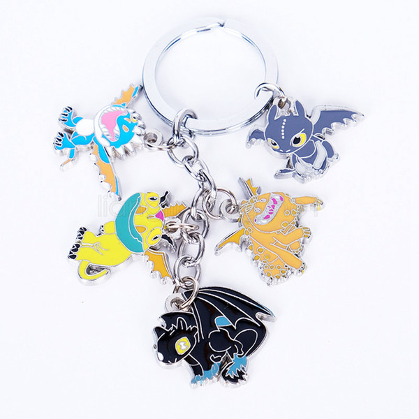 How To Train Your Dragon Keychain Toothless Dragon Night Fury Car Bag Handbag Couple Key Chains Accessories 20pcs AAA1887-16