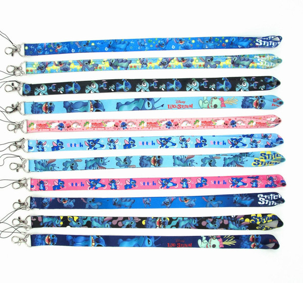 10pcs cartoon stitch mix lanyard Neck Strap Lanyard Mobile Phone Key Chain ID Badge Key Chain