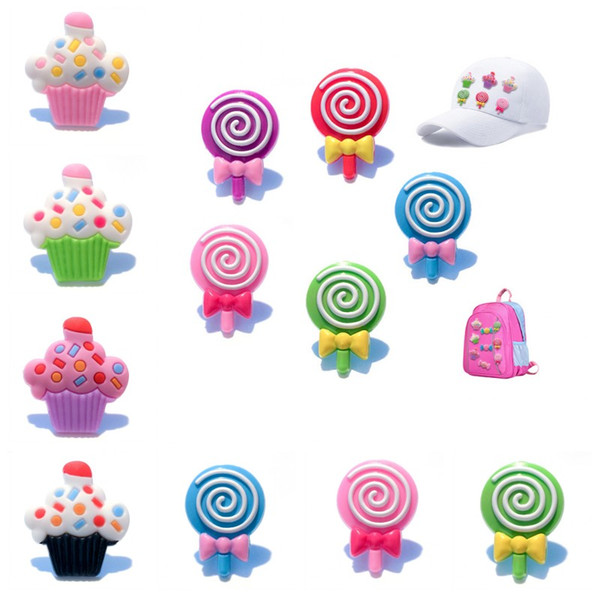 Sweet Candys & Ice Cream Cartoon PVC Brooches Cute Pins Badeges Kids DIY Graft Clothes/Bag/Hat/Shoes Accessories Home Decor Child Party Gift
