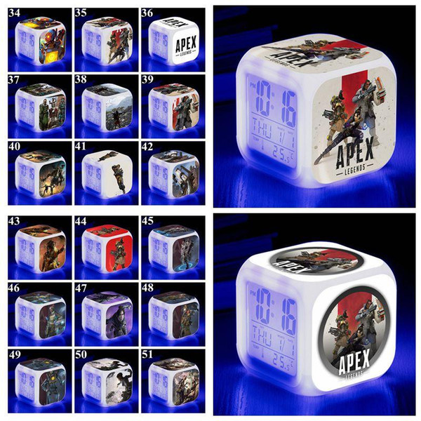 53 Styles Apex Legends Alarm Clock Apex Legends Digital Square Alarm Clock with LED Screen Table Clocks Cartoon Accessories CCA11354 120pcs