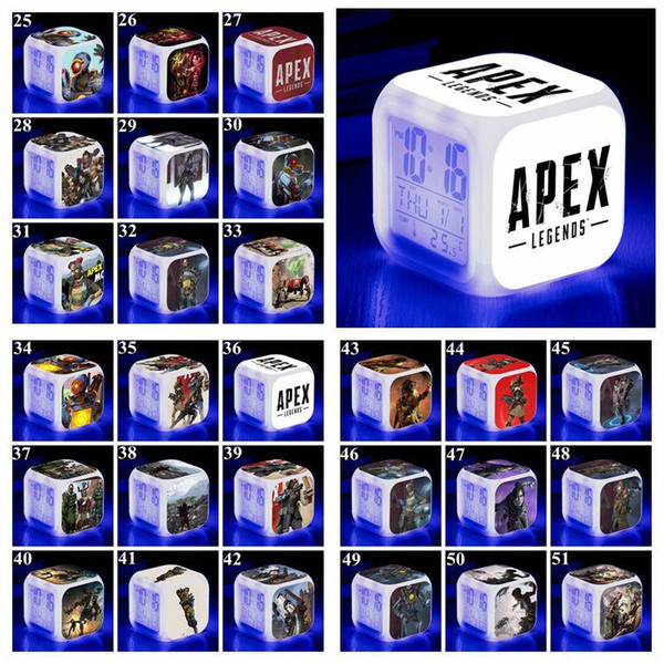 53 Styles Apex Legends Alarm Clock Apex Legends Digital Square Alarm Clock with LED Screen Table Clocks Cartoon Accessories CCA11354 20pcs