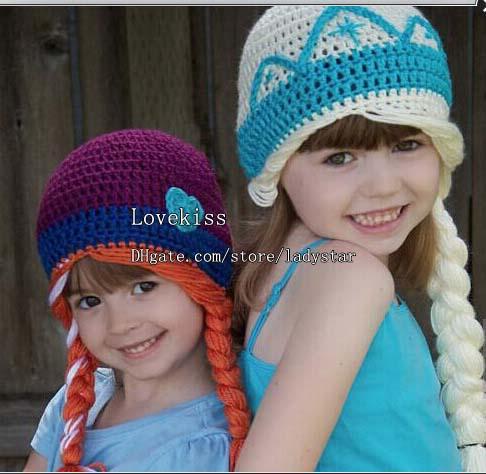 Frozen Children Wool Cap Kids Cap Baby Crochet Hats Girls Caps Hand Knitted Caps Kids Crochet Girls Hats Child Winter Hat L39826