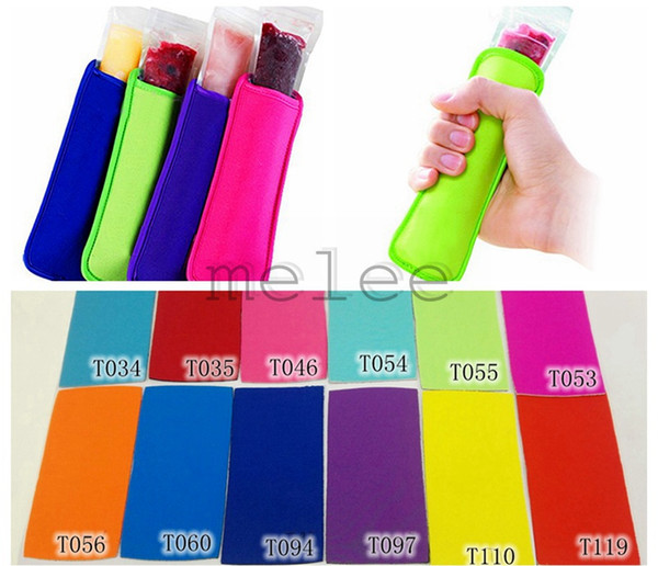Hot Sale 2016 Popsicle Holders Pop Ice Sleeves Freezer Pop Holders 8x16cm Cream Covers for Kids in Summer 12colors choose free fedex ship