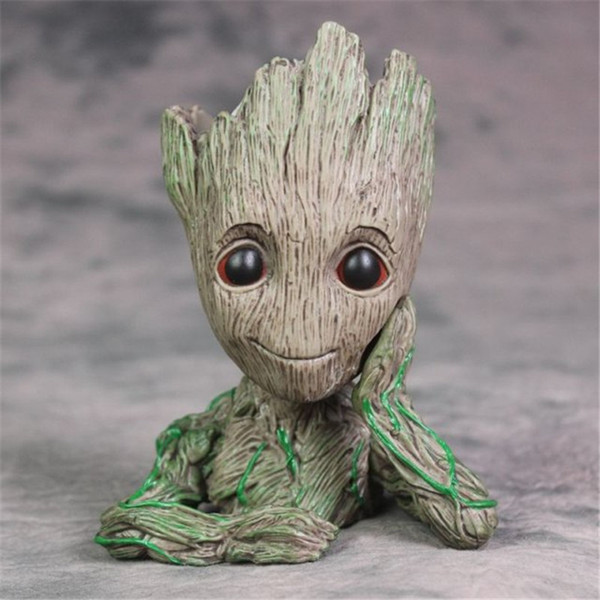 Fashion Guardians of The Galaxy Flowerpot Baby Groot Action Figures Cute Model Toy The Avenger Pen Pot Ornament Best Gifts For Kids 2018