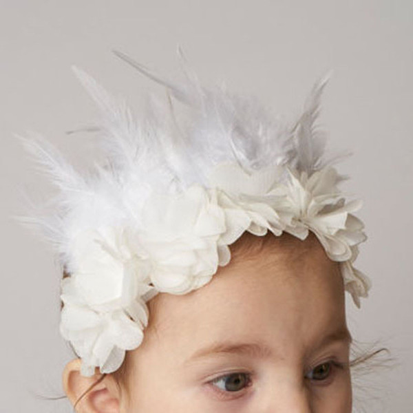 Pretty Infant Girl feather flower Headbands baby Newborn cute hair band Headbands Children Hair Accessories Kids Toddler Hair Feathers A248