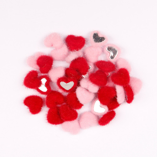 10pcs/bag Love Heart Velvet Patch Silver Flat Bottom DIY Pink Red Earring Hair Clips For Girls Gifts Valentine's Day Decorative
