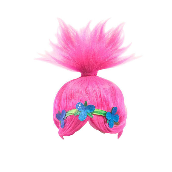 Free DHL Girl Trolls Princess Snow Queen Weaving Braid Light Cosplay Wig Children trolls Snow Queen Long wigs kids Gift B001