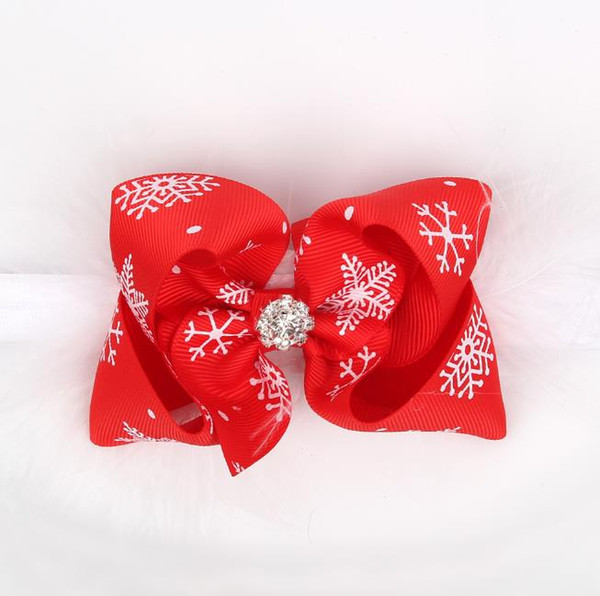 wholesale Kids Christmas Headband Feather Bow Snow Flower Hair Band Girls kids Headwear Merry Christmas Hair Accessories