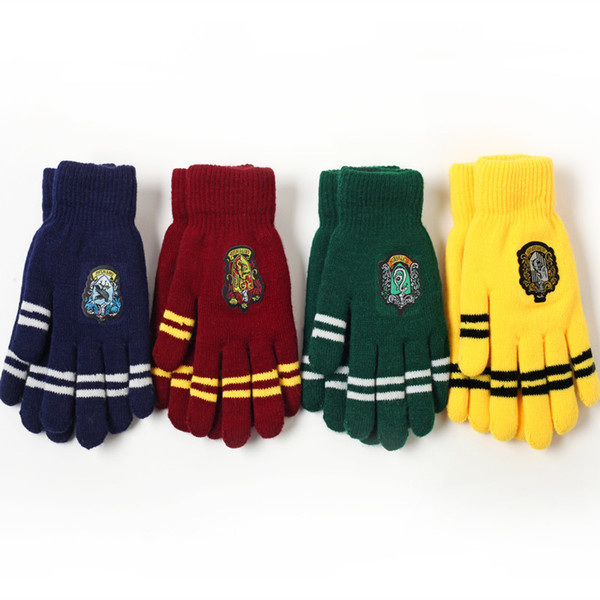 Winter Warm Harry Potter Glove Unisex Thickened Double Layer Knitted Wool Gryffindor Slytherin Hufflepuff Ravenclaw Gloves Gift Magic Toys