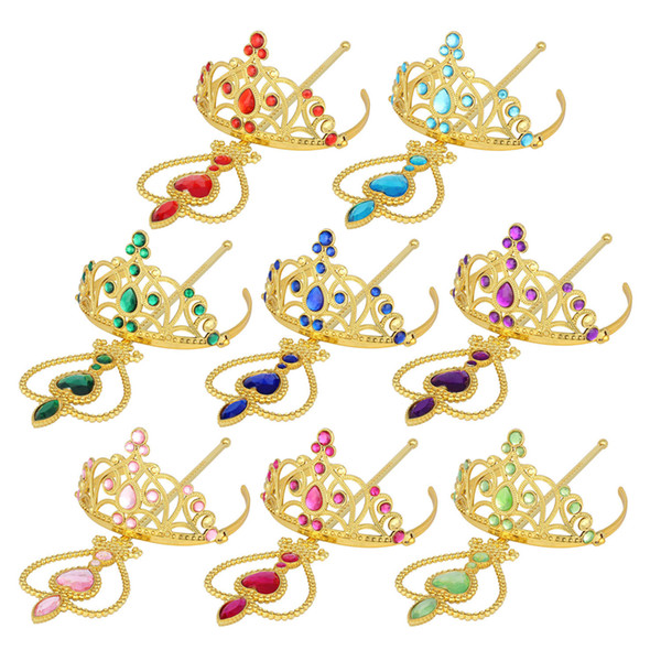Fashion Gold Kids Peach heart Ribbon Wands Cartoon Christmas Gifts Party Crowns Cartoon Crown Magic Wand Princess Accessories B0996