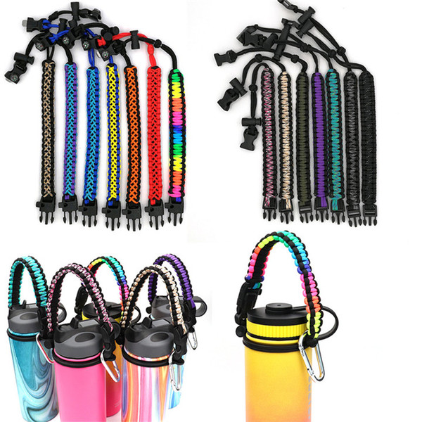 Colorful Braided Paracord handle Carrier Rope Holder Strap Cord Vacuum Flask Water Bottle Wide Mouth 18oz 32oz 40oz 64oz Drinkware