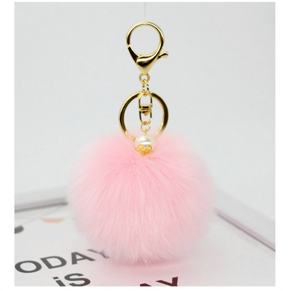 Cute 8cm Fuzzy Ball Plush Keychains Keyring Bag Pendant Decoration Car Key Ring Creative Gifts