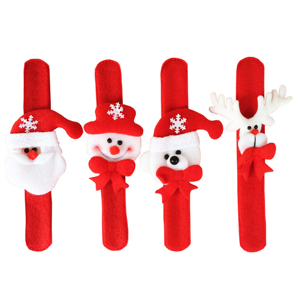 New Arrival Christmas Cute Animal Snowman Christmas Dog Santa Wristband Slap Bracelet Decor Children Gift Jewelry Party Decor Hand Circle