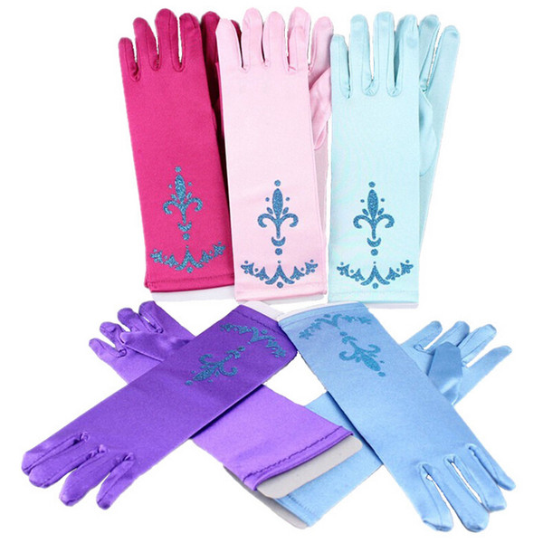 Children Gloves girl Gloves Coronation 6 colors Brocade Long Finger Gloves 24cm Sequins Printed Cosplay Clothing Girl Party Dresses