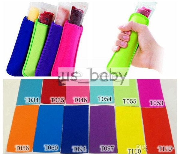 Fedex UPS free 2016 summer Popsicle Holders Pop Ice Sleeves Freezer Pop Holders 8x16cm Cream Covers for Kids in Summer 12colors choose