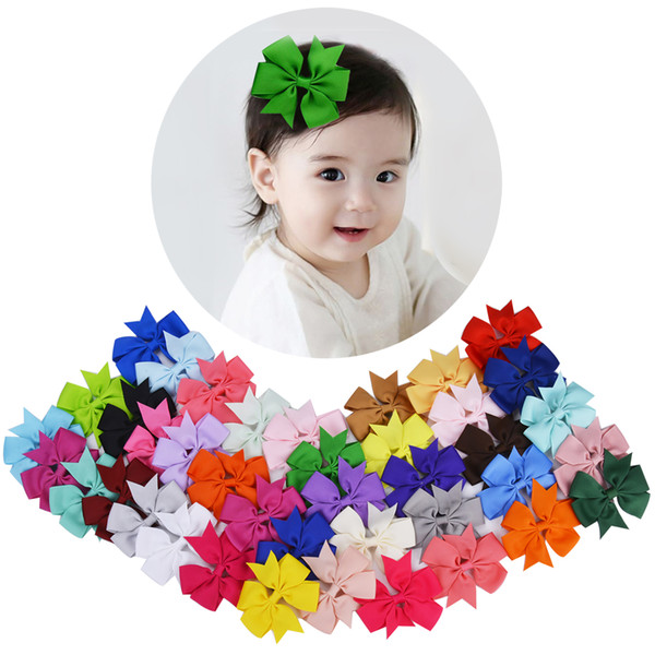 Children 40 pcs Ribbon Bow Hair Clip Pure Color Hairpin Hair Accessories For Baby Girls Kids Teens Toddlers for Party Christmas