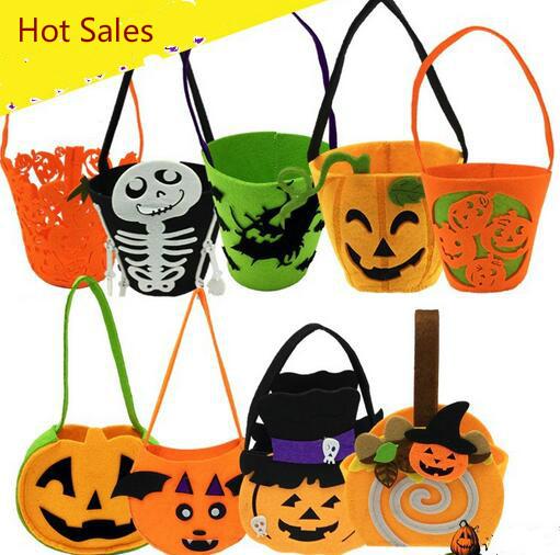 Children Halloween/Xmas pumpkin ghost bags new 9 style boy girl cute party pumpkin halloween Candy Bag Non woven gift bags free shipping