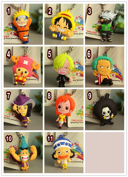 Monkey D Luffy Roronoa Zoro Nami Usopp Sogeking Sanji Tony Nico Robin 3D Double Face Print PVC keyring Cartoon Action Figure Keychain A014