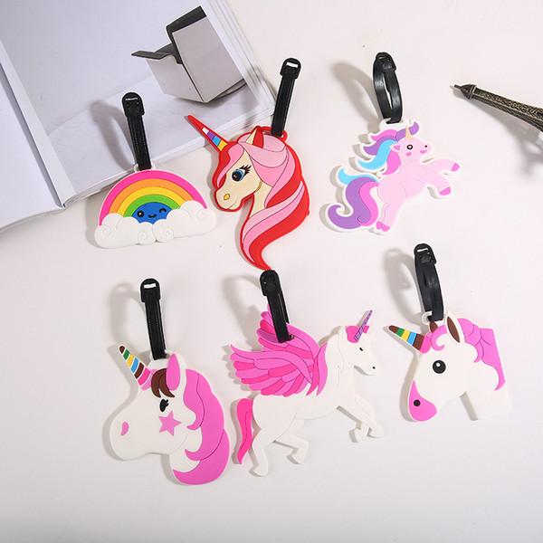 Travel Accessories Unicorn Luggage Tag Creative Silicone Suitcase ID Address Holder Baggage Boarding Tags Portable Label