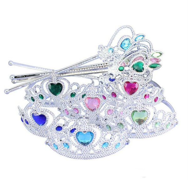 Crown Tiara Headband Set Princess Queen Magic Wand Princess Cosplay Rhinestone Magic Wands For Kids In Stock