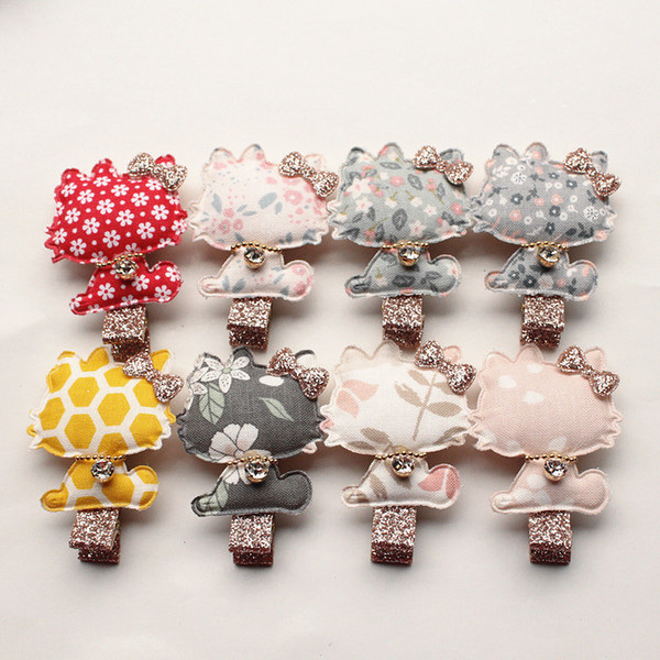 20pcs/LOT Kids Glitter Hair Clips Modish Girls Multicolor Lovely Cat Shape Hairpins Hair Clips Cartoon Animals Hair Accessories