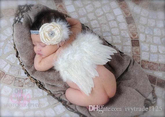 4 styles infant photography Angel Wings Set Feather Butterfly Wings + Flowers headband sets baby newborn Photography Props Girls Accessories