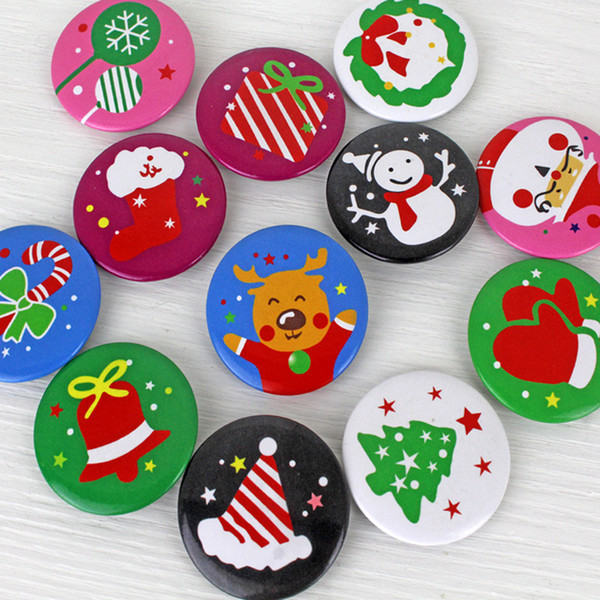 price cheap christmas badge metal made safety pins for kids, boys and girls, christmas gift, cartoon printing pins, wholesale