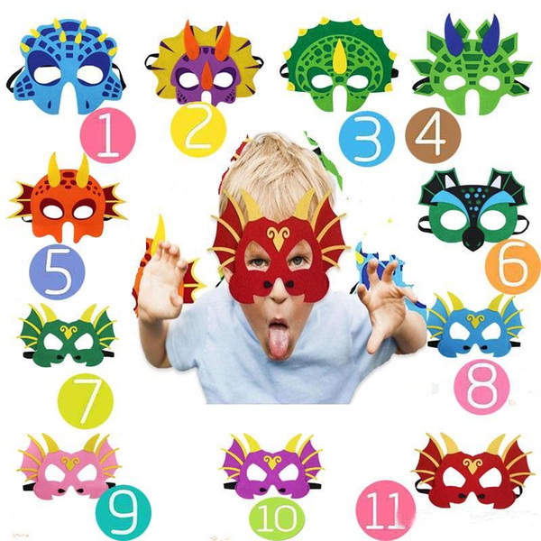 Dinosaur Party Cartoon Masks Cute Animal Decorative Party Accessories Favors Face Mask for Themed Party Masquerade Halloween Kids