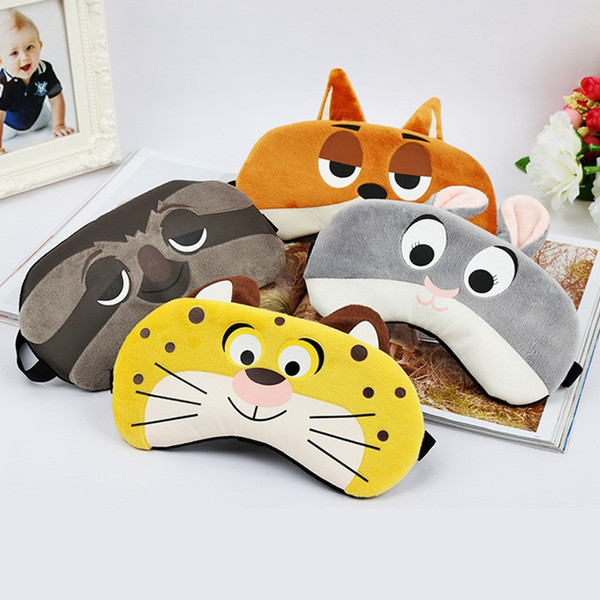Cartoon Bunny/Leopard/Fox/Sloth Sleep Mask Rest Travel Eye Blinder Relax Sleeping Aid Blindfold Ice Cover Eye Patch Sleeping Mask Case